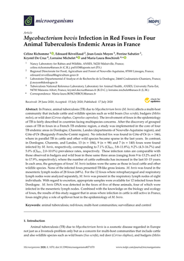 Mycobacterium Bovis Infection in Red Foxes in Four Animal Tuberculosis Endemic Areas in France