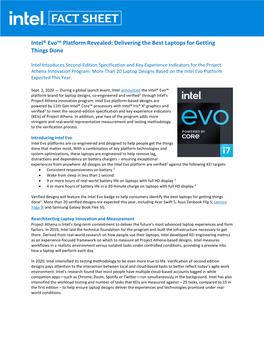 Intel Evo Fact Sheet