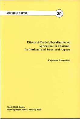 Effects of Trade Liberalization on Agriculture in Thailand: Institutional and Structural Aspects