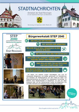 STADTNACHRICHTEN Amtsblatt Der Stadt Renningen Mit Den Stadtteilen Renningen Und Malmsheim