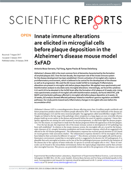 Innate Immune Alterations Are Elicited in Microglial Cells Before Plaque Deposition in the Alzheimer's Disease Mouse Model