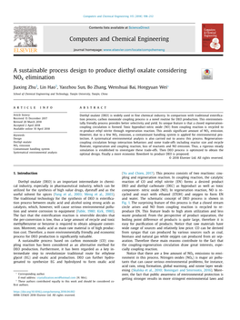 A Sustainable Process Design to Produce Diethyl Oxalate Considering