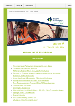 RDA Riverinenews in This Issue: Riverina's Latest