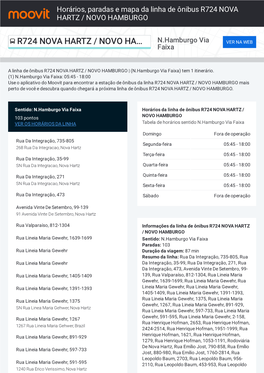 Horários, Paradas E Mapa Da Linha De Ônibus R724 NOVA HARTZ / NOVO HAMBURGO