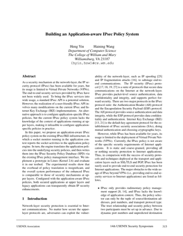 Building an Application-Aware Ipsec Policy System