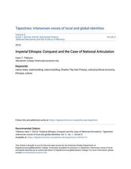 Imperial Ethiopia: Conquest and the Case of National Articulation