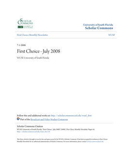 First Choice Monthly Newsletter WUSF