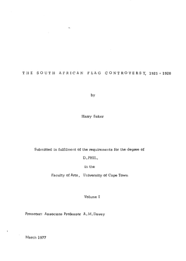 The South African Flag Controversy, 1925-1928