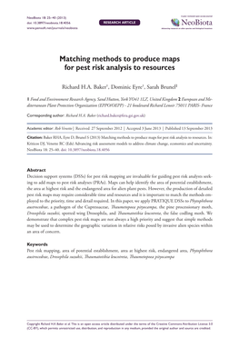 Matching Methods to Produce Maps for Pest Risk Analysis to Resources