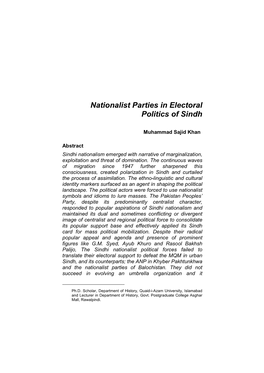 8. Nationalist Political Parties, Sajid Khan