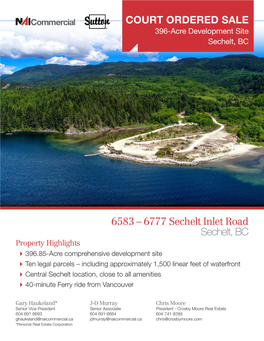 6777 Sechelt Inlet Road Sechelt, BC COURT ORDERED SALE