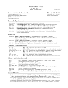 Curriculum Vitae Iain W. Stewart