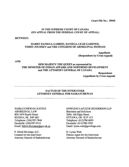 ATTORNEY GENERAL of CANADA Respondents (Appellants by Cross-Appeal)