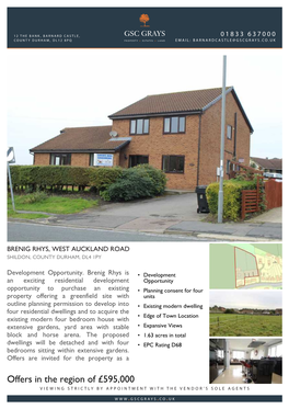 Offers in the Region of £595,000 Viewing Strictly by Appointment with the Vendor’S Sole Agents