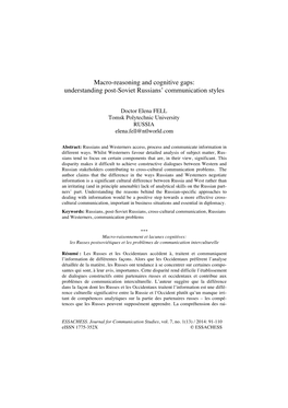 Macro-Reasoning and Cognitive Gaps: Understanding Post-Soviet Russians’ Communication Styles