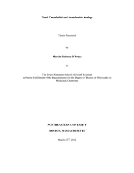 Novel Cannabidiol and Anandamide Analogs