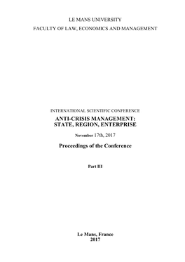 Anti-Crisis Management: State, Region, Enterprise