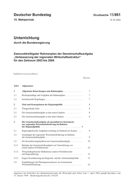 Zweiunddreißigster Rahmenplan Der Gemeinschaftsaufgabe „Verbesserung Der Regionalen Wirtschaftsstruktur“ Für Den Zeitraum 2003 Bis 2006