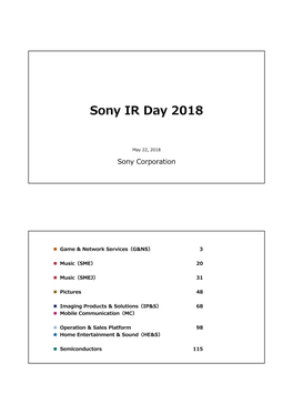 Sony IR Day 2018