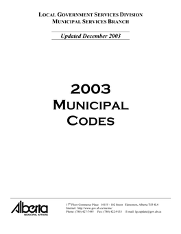 2003 Municipal Codes