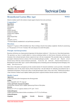 Bromothymol Lactose Blue Agar M1822