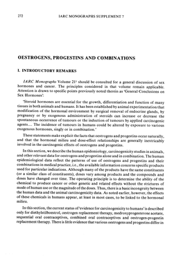 Oestrogens, Progestins and Combinations