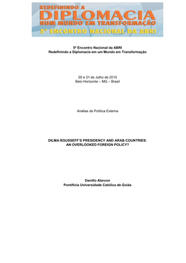 5º Encontro Nacional Da ABRI Redefinindo a Diplomacia Em Um Mundo Em Transformação