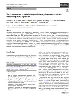 The Bromodomain Protein BRD4 Positively Regulates Necroptosis Via Modulating MLKL Expression