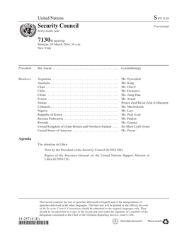 Security Council Provisional Asdfsixty-Ninth Year 7130Th Meeting Monday, 10 March 2014, 10 A.M