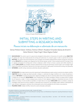 Initial Steps in Writing and Submitting a Research Paper