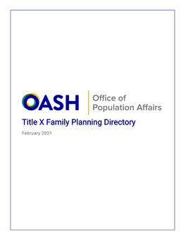 Title X Family Planning Directory: February 2021