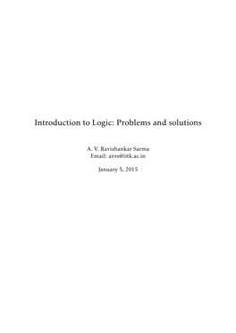 Introduction to Logic: Problems and Solutions