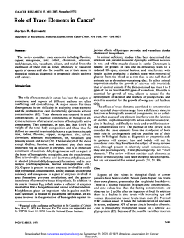 Role of Trace Elements in Cancer'