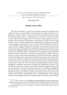 Tuwim: Years After