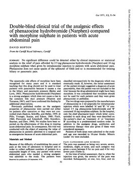 Of Phenazocine Hydrobromide (Narphen) Compared with Morphine Sulphate in Patients with Acute Abdominal Pain