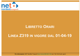 Libretto Orari Linea Z319 in Vigore Dal 01-04-19