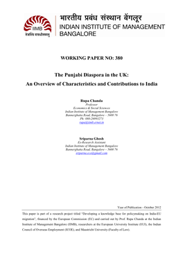 The Punjabi Diaspora in the UK: an Overview of Characteristics and Contributions to India