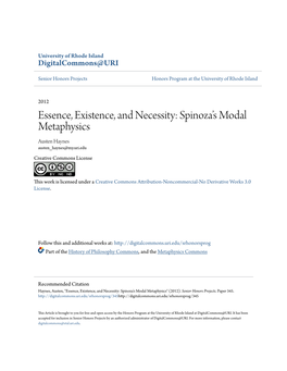 Essence, Existence, and Necessity: Spinoza's Modal Metaphysics