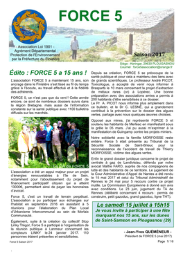 Édito : FORCE 5 a 15 Ans !