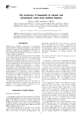 The Occurrence of Laumontite in Volcanic and Volcaniclastic Rocks from Southern Sumatra