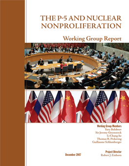The P-5 and Nuclear Nonproliferation Working Group Report
