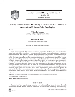 Tourists Expenditure on Shopping & Souvenirs