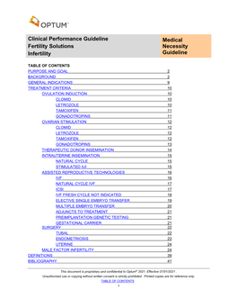 Fertility Solutions Medical Necessity Clinical Guideline: Infertility