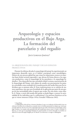 Arqueología Y Espacios Productivos En El Bajo Arga