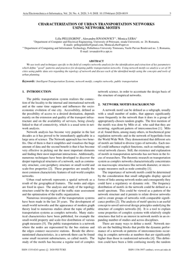 Aei.Tuke.Sk 4 Characterization of Urban Transportation Networks Using Network Motifs