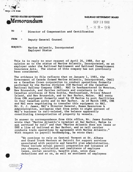 Memorandum SEP 13 1988 L-8 8-98- to Director of Compensation and Certification