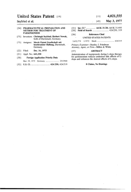 United States Patent (19) L L 4,021,555 Seyfried Et Al