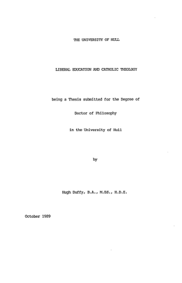 Being a Thesis Submitted for the Degree of October 1989