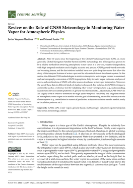 Review on the Role of GNSS Meteorology in Monitoring Water Vapor for Atmospheric Physics