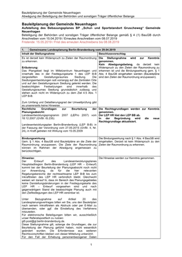 Bauleitplanung Der Gemeinde Neuenhagen Abwägung Der Beteiligung Der Behörden Und Sonstigen Träger Öffentlicher Belange